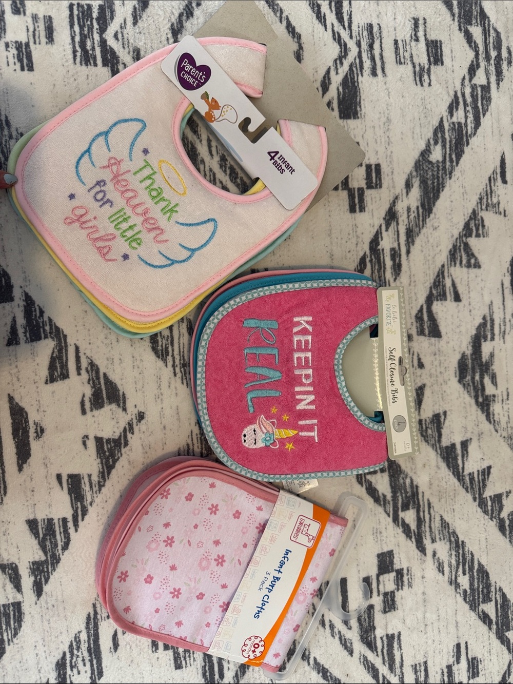 Pink "Keepin It Real" Baby Bib - Pack